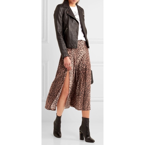 Rixo London Dresses & Skirts - RIXO LONDON Georgia pleated leopard silk skirt